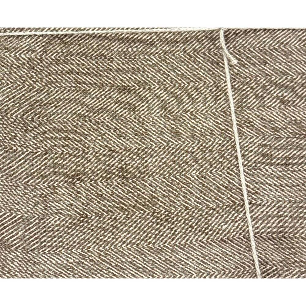 NEW LINENME choco chevron linen tablecloth in herringbone weave